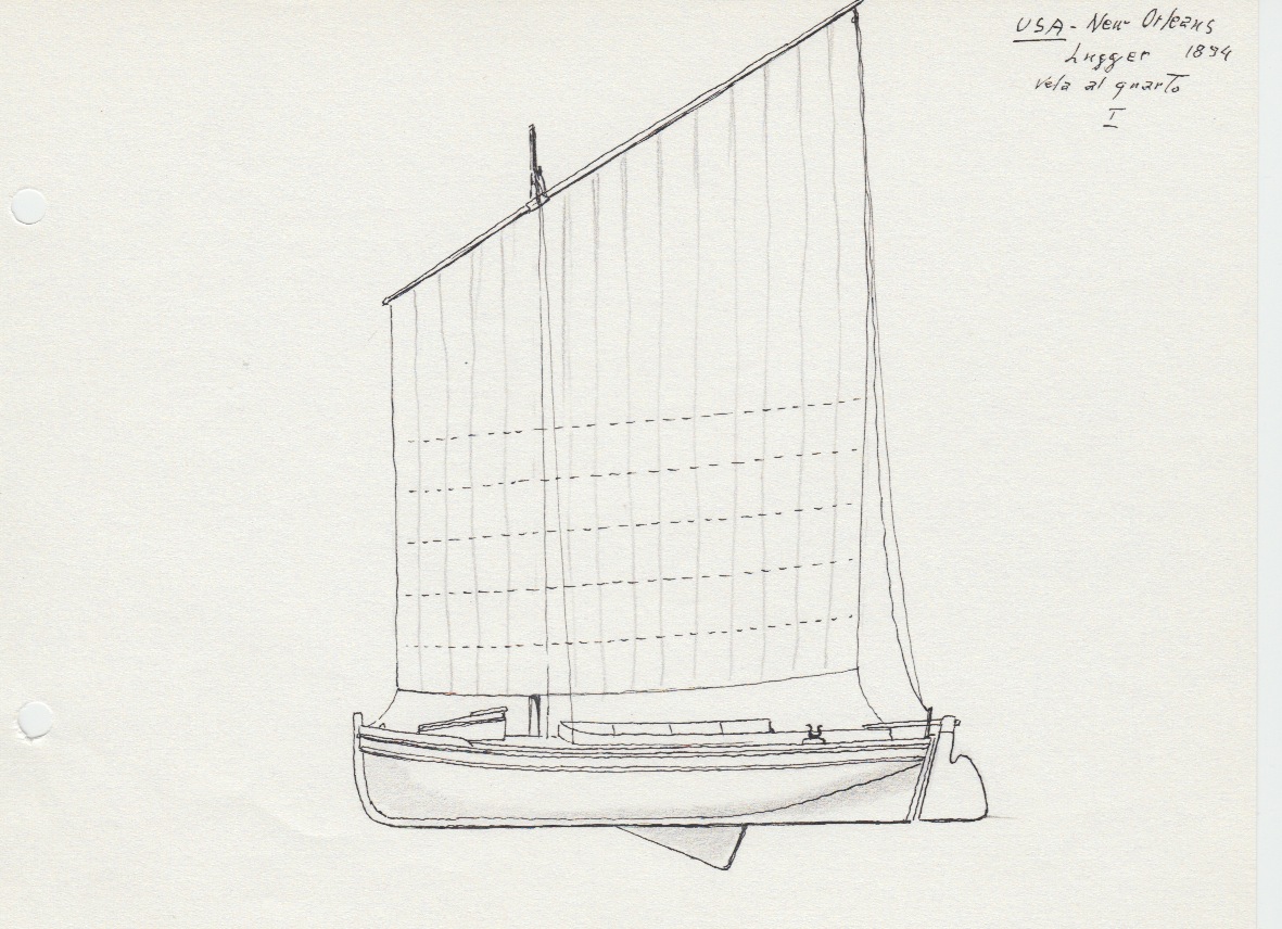 183 USA - New Orleans - Lugger - 1894 vela al quarto 